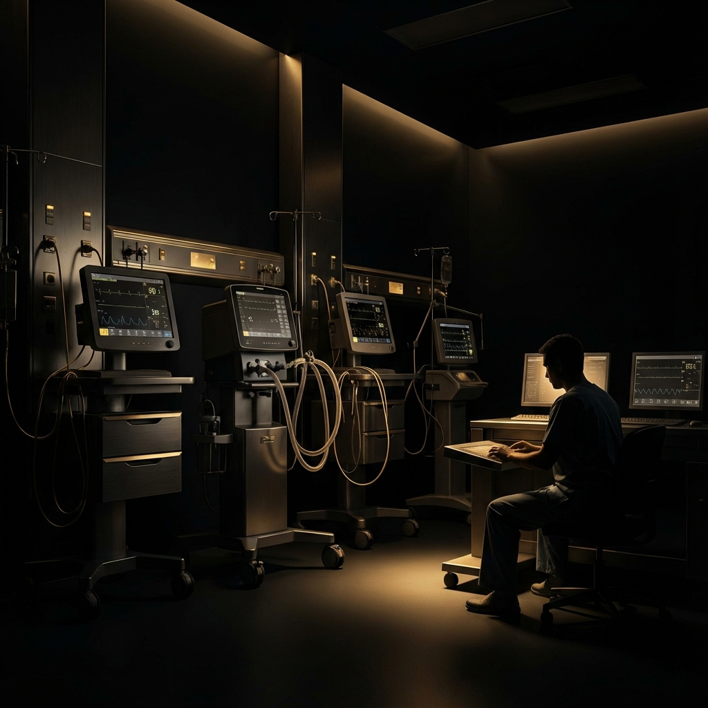 Critical care medical equipment in hospital ICU